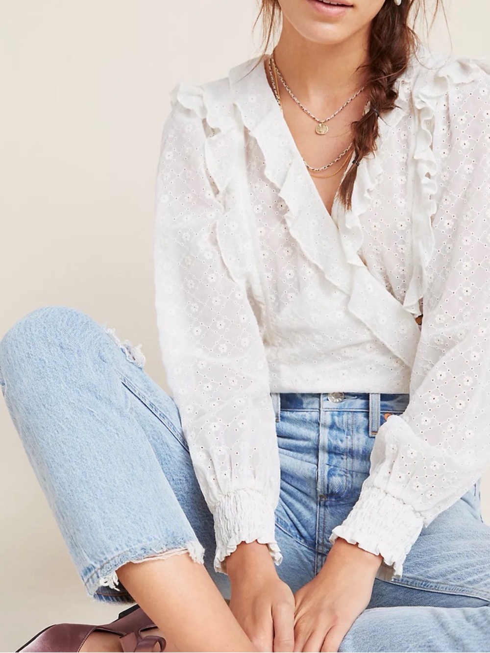 Anthropologie Maeve Laila Ruffled Blouse Size 4